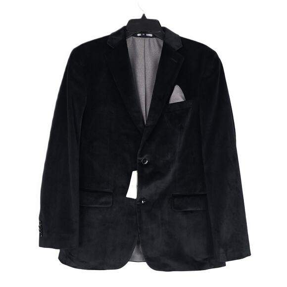 Alfani Men's Slim-Fit Velvet Sport Coat Blazer Black Solid 38R NWT - Picture 1 of 7